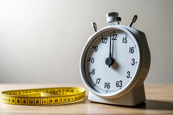 Una bilancia e un metro da sarto su un tavolo, simboli della gestione del peso e del progresso.